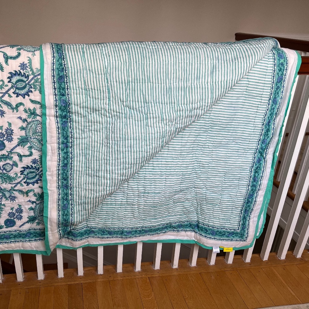 ROLLER RABBIT- AMANDA QUILT $268- TURQUOISE- QUEEN